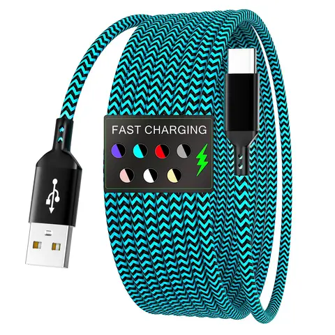 Type-C Fast-Charging Right-Angle USB to Type-C Cable, Braided Super-Fast Charging Cord, Angled Charger Cord for Samsung, iPhone 16 & iPhone 17, MacBook/iPad & Xiaomi/OnePlus, USB Fast Charge