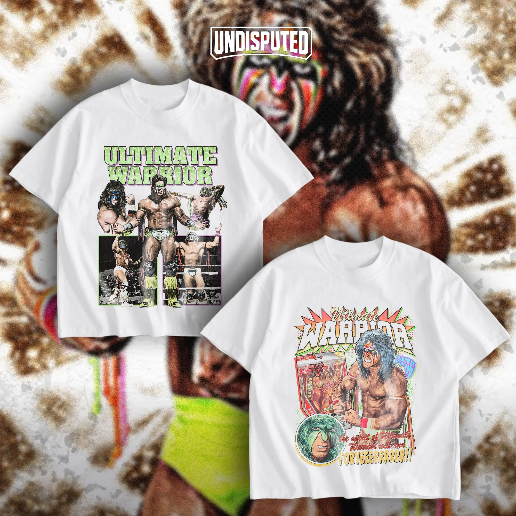 UNDISPUTED The Ultimate Warrior Collection Heavy Cotton Shirt WWE Shirt The Dingo Warrior Tshirt Hoodie Zip Up Hoodie Wrestler Fan Apparel Menswear Direct-to-garment Breathable Printing
