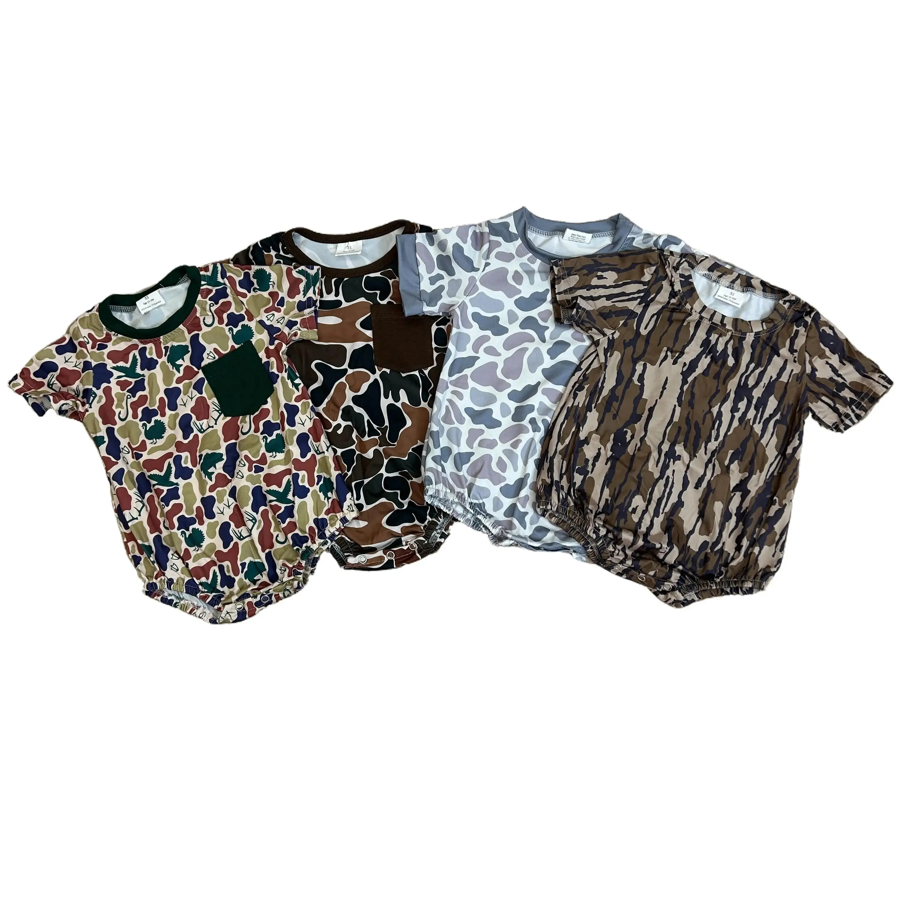 Baby Boy Hunting Camo Bubble Romper, Short-Sleeve Summer Toddler Onesie, Infant Clothes for Outings, Toddler Onesies, Baby Boy Clothes