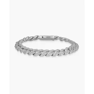 JAXXON Iced Out Cuban Link Bracelet 8mm - Box Clasp - Silver