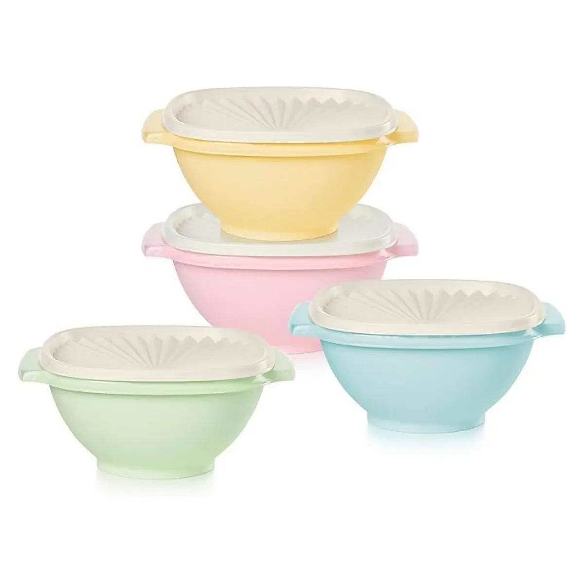 Tupperware Heritage Collection 5.25 Cup Bowl with Starburst Lid 4 Pack - Vintage Multi Color, Dishwasher Safe & BPA Free - (1.3 L)