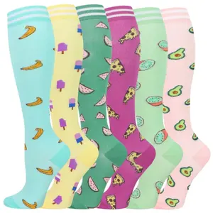 ISUNIE 6 Pairs Compression Socks for Women & Men, 15–20 mmHg Knee-High Support, Lightweight & Breathable, Ideal for Running, Cycling & All-Day Wear