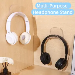 3-Pack No-Drill Headphone Hooks & Bag Hangers. Multi-Purpose ABS Wall/Desk/Door Mount for Coats, Scarves & Ties.