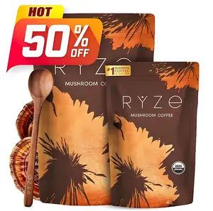 RYZE Mushroom Coffee USDA Organic with 6 Adaptogenic Mushrooms & MCT Oil USA Grown Instant Coffee for Energy Focus Digestion Immunity Lions Mane & Turkey Tail 30 Servings Natural Healthcare
