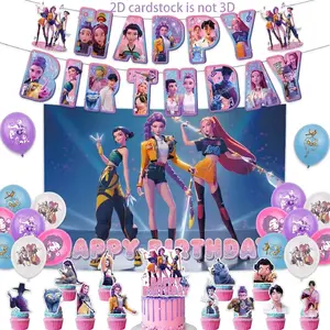 Anime Witch Girl Group Birthday Party Decoration Set, Idol-Inspired Backdrop Banner, Balloons & Cake Toppers, Cool Party Supplies Gifts for Girls, Kids & Teens