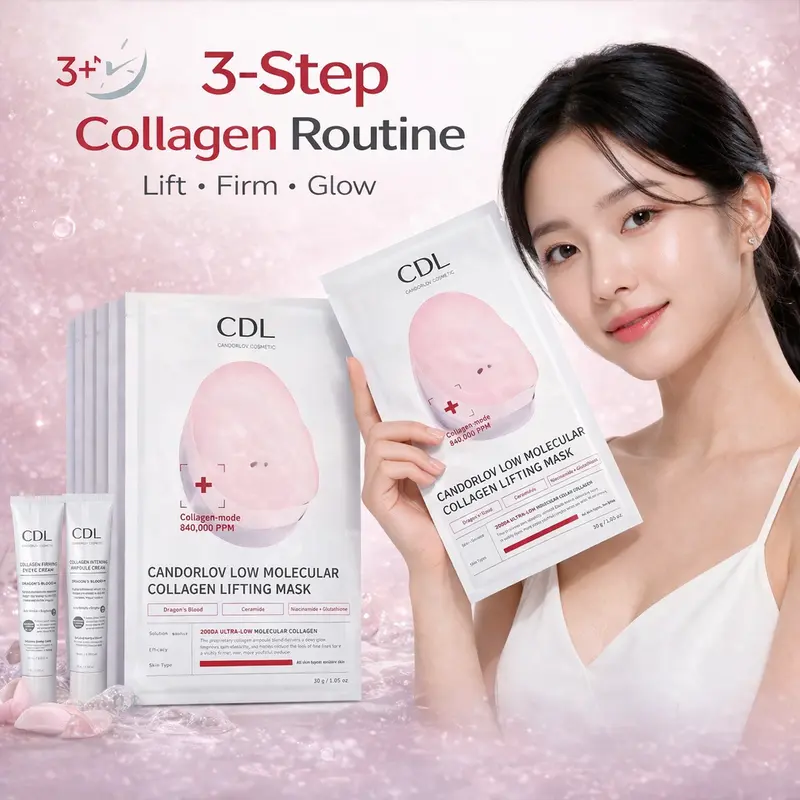 Candorlov PDRN Hydrolyzed Collagen Gel Mask 5 Sheets -Lifting Firming , Glow, Glass Skin|anti aging |200DA ultra low 84% collagen | Anti-aging collagen infusion mask | TikTok Exclusive Bundle, Affordable bundle