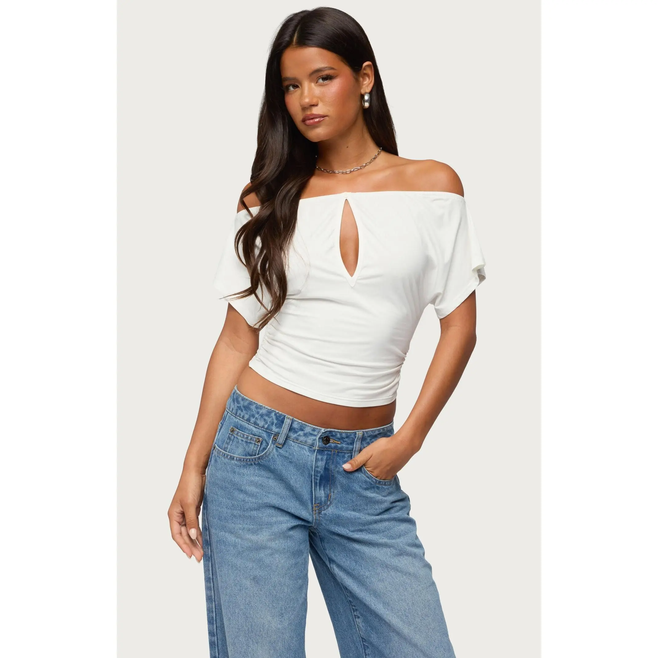 Edikted Women's Hecate Off Shoulder Keyhole Top