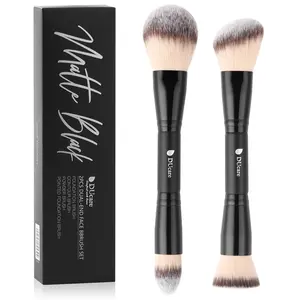 Foundation Brush Contour Bronzer Double Ended Makeup Brush for Blending Liquid Powder Concealer Cream Blush Buffe Black