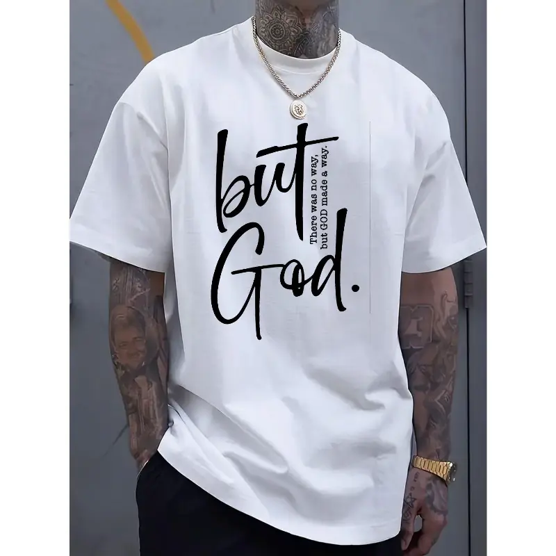 Women's Graphic T-Shirt in Breathable Cotton, Oversized 'But God' Streetwear Tee with a Casual Relaxed Short Sleeve Fit
