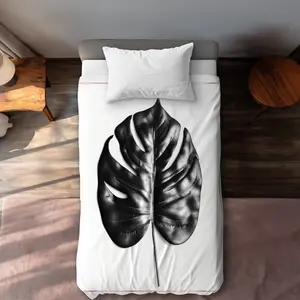 Begin Home Decor C1DCTSW0UTU7PD Split Leaf Philodendron Twin Size Duvet Cover - Botanical Exotic Home Decor
