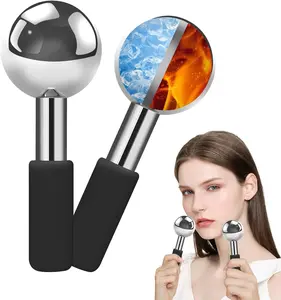 Ice Globes for Face，Unbreakable Stainless Steel Ice Roller for Face, Cryo Sticks for Face & Eyes, Cooling Globes for Puffiness, Wrinkles, Dark Circles (2 Pack, Black) Skincare Comfort
