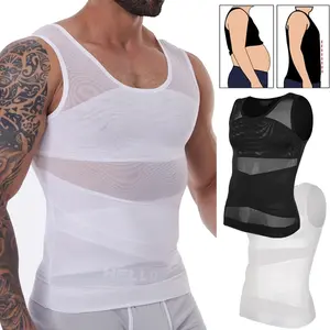 1/2/3/4 Pack Menswear Body Shaper Shapewear Vest Tummy Control Compression Underwear Lightweight Sports Workout Tank Tops Stretchy Breathable Mesh Shirt Clothes Elastic Gamis