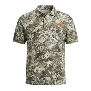 Mens Hunting Polo Shirt Whale Tail Camo Performance Outdoor Short Sleeve Shirt