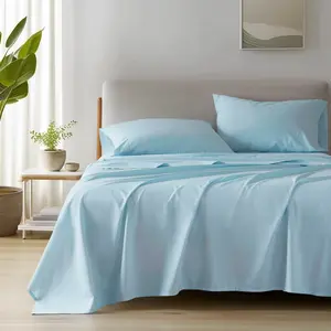 Cotton Sheets, Breathable & Soft Cotton Sheets, Naturally Cool Cotton Bed Sheets with 14" Elastic Pocket Fits up to 16" Mattress, All Season Sheet Set, Cotton 144TC