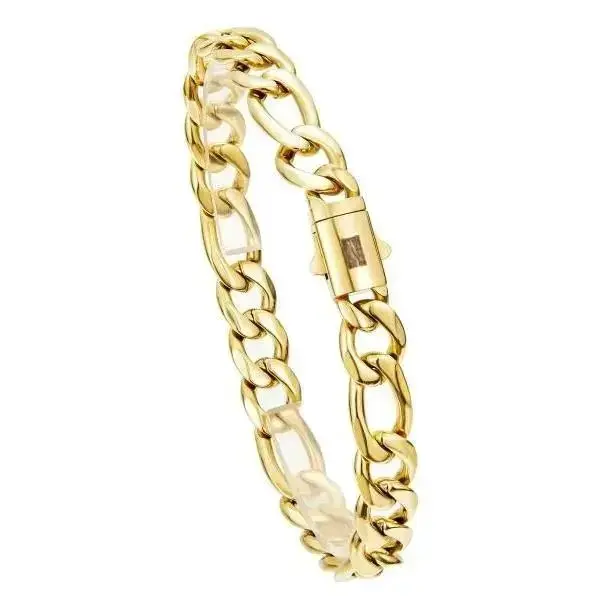 New 14K Gold-Plated Cuban Bracelet Set with advanced waterproof and rust-resistant tech, featuring a bold "S" logo that blends Miami style with vintage charm.8mm thick and available in 7.5–8.5 inches-an ideal Christmas gift. chain statement jewelry