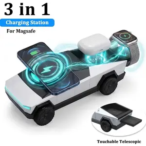 Magnetic 3 In 1 Car Magnetic Fast Wireless Charger Dashboard Stand  For Magsafe iPhone 17 16 15 14 13 12 Samsung Galaxy S25 S24 S23 Apple Watch 10~2 SE AirPods Pro Fast Charging Station Phone Holder