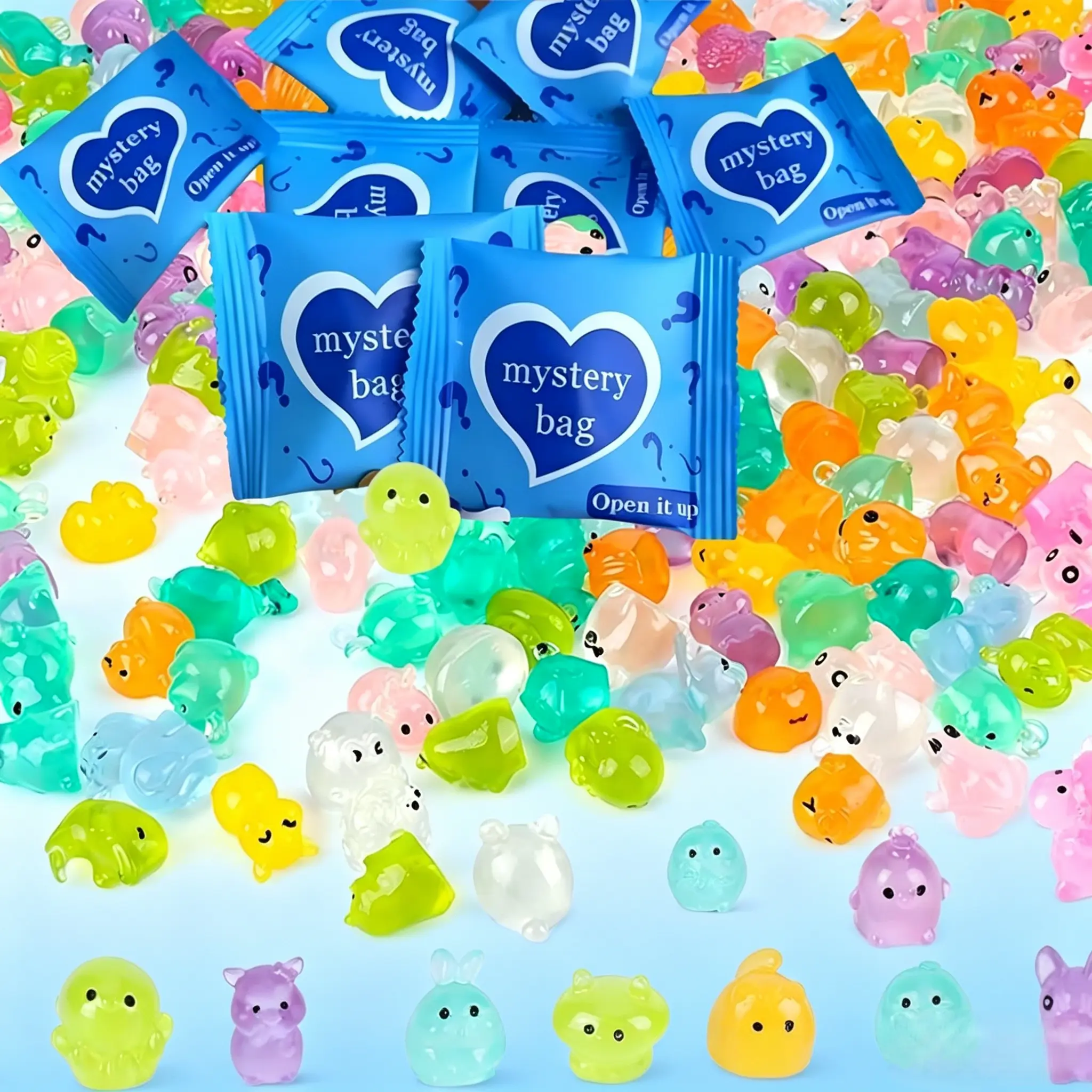 Surprise Bag of 50 Random Mini Glow-in-the-Dark Animal Resin Figurines—Creative Room Decor, Unique Home Ornaments, and the Perfect Mini Gifts for Dollhouse DIY Projects