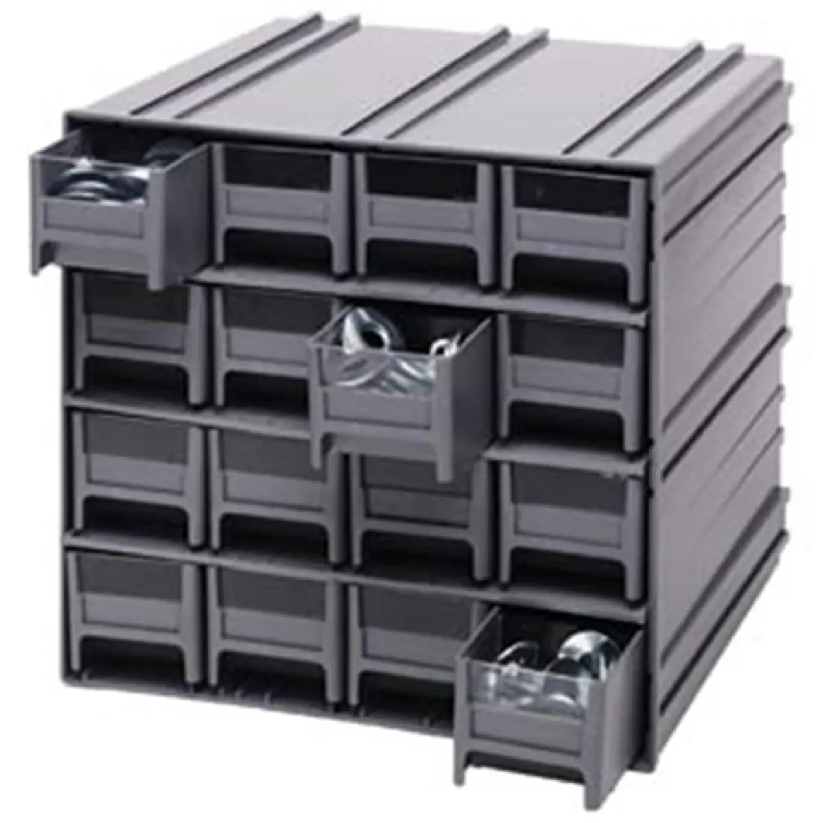 212 MAIN Interlocking Modular Storage Cabinet - 16 Drawers with Label Holders, Recessed Handles, 11.75x11.37x11" Pre-Drilled Wall-Mountable Unit for Small Textiles, Sewing Supplies Organization