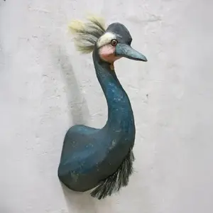 Crowned Crane Wall Mount Paper Mache Hanging Decor