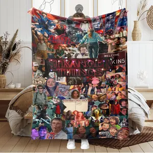 Countdown Sale! Stranger Things Season 5 Patchwork Thickened Flannel Blanket, Heavyweight Soft Warm Comfort, Perfect Gift for Netflix Fans