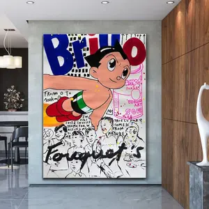 Banksy Style Astro Boy Graffiti Pop Art Poster, Banksy Style Pop Art, Astro Brillo Pop Art, Street Graffiti Wall Art, Fly Astro Boy.For Gift