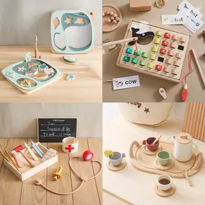 Wooden Desktop Toy Set, Baby Early Educational Creative Ornament, Multifunctional Fishing & Alphabet Cognition Toy