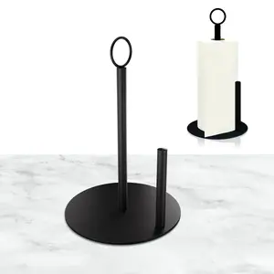 Stainless Steel Round Paper Towel Holder with Portable Handle, Rust Resistant Corrosion Resistant, Saves Counter Space, Modern Kitchen Use, Tissue Holder