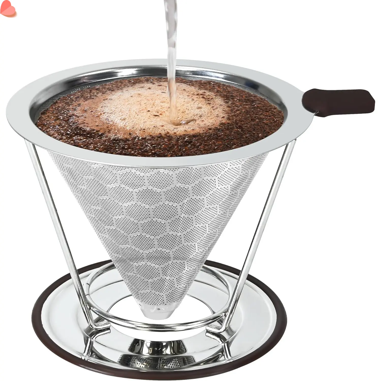 Coffee Dripper for Pour-Over Brewing, Featuring 800 Mesh Steel Filters That Enhance Extraction for a Robust Coffee Taste, Made of Stainless Steel, And Designed for a Paperless Brewing Experience