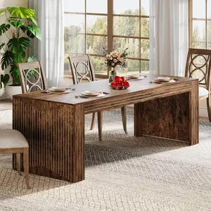 LITTLE TREE 78.7-Inch Dining Table for 6-8, Extra Long Dinig Room Table with Large Tabletop, Modern Farmhouse Kitchen Table for Home, Office, Stable Wooden Structure, Easy to Assemble
