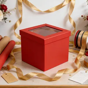 Rotating Dual-Layer Square Flower Gift Box, Valentine's Day Surprise Floral Box, Birthday Party Supplies, 1 Count, Themed Gift Box