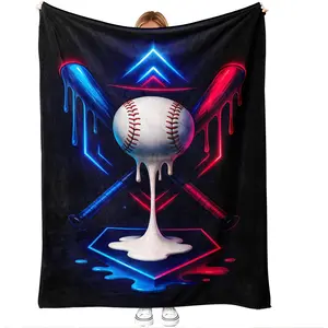 LuxeCove Neon Baseball Drip Throw Blanket - 50in x 60in Street Style Bedding, Couch & Room Decor, Teen Boy Gift, Summervibes