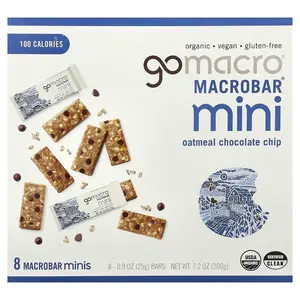 GoMacro MacroBar® Mini, Oatmeal Chocolate Chip, 8 Bars, 0.9 oz (25 g) Each