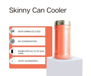 Coral Glitter Glitzy Skinny Can Cooler