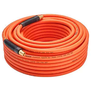 VEVOR Air Hose, 1/4" x 100FT Hybrid Air Compressor Hose, 300 PSI Kink-Resistant Pneumatic Hoses with 1/4-inch Solid MNPT Bras Fittings, Three-Layer Construction, All-Weather FlexibilitySummervibes