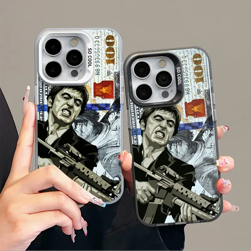 Tony Montana Art Customized Gradient Hard Case - TPU PET PC Black Silver, Shockproof, Waterproof, Luxury Creative Protection for iPhone 11,12,13,14,15,16,17 Pro Max/Plus/Air,X,XS,SE Springtok Silicone Phone Cover, Smartphone, Handheld, Cellphone
