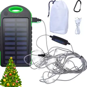 21Ft Solar String Lights for Camping 12 LED Waterproof Fairy Lights with 7 Modes Adjustable Brightness Rechargeable Hiking Tent Garden Patio Lighting