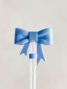 Straw Cover 10MM "Large Blue Bow"