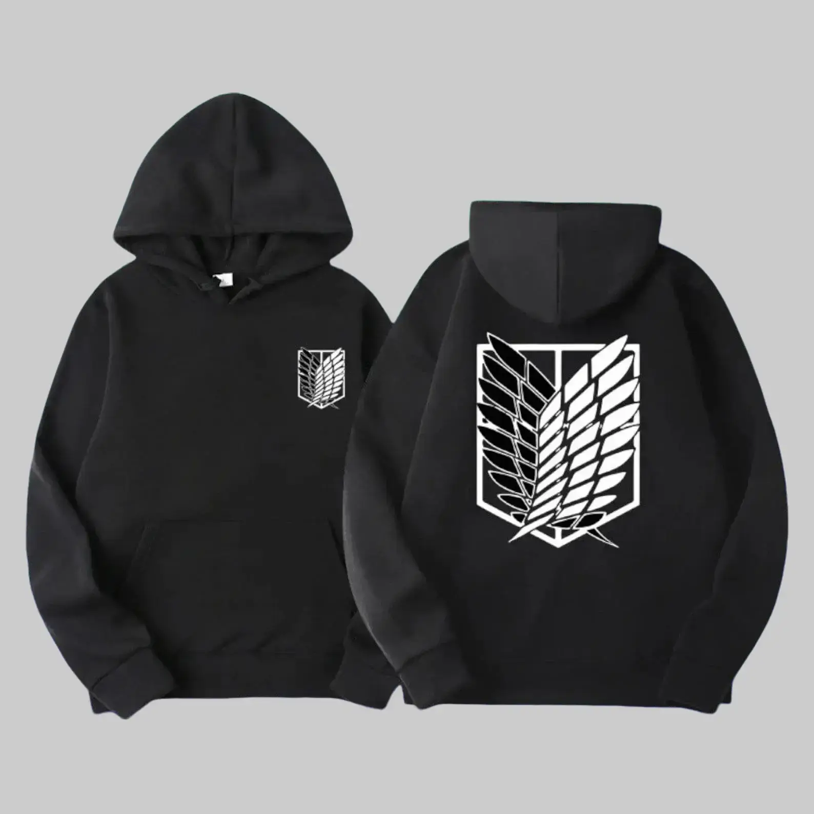 Attack On Titan AOT Anime Hoodie Scout Regiment Wings Of Freedom Eren Yeager Pump Cover Gym Gymbro Powerlifting Workout Pullover Dark Streetwear Harajuku Grunge Y2K Emo Oversized Graphic Shingeki No Kyojin Cosplay Merch Men Women Aesthetic