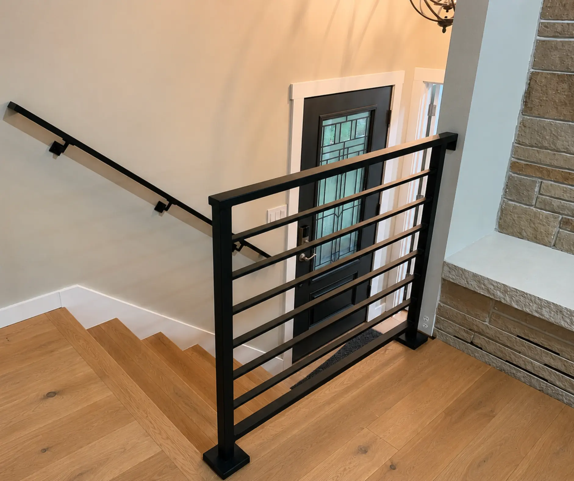 Modern Horizontal Stair Railing (Guardrail), 2"x1" Top Rail