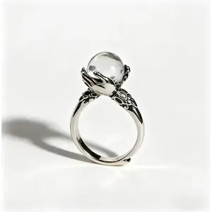 B Vintage Guardian Crystal Center Unique Rings with Adjustable Band - Jewelry for Women, Funky Unique Accessories, Fits 6-10, Thoughtful Fashion Accessory，2026 Gear Up For Memorial Day Campaign