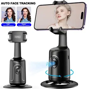 Automatic face tracking selfie gimbal for iOS, Android, Smartphone, Cellphone, equipped with fill light, 360° rotation motion tracking, no need for applications, gestures, remote control, perfect for real-time streaming, video logging