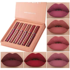 6Pcs Nude Matte Liquid Lipstick Set, Waterproof Long Lasting Non-Stick Cup Nude Lipstick 24 Hour Not Fade Matte Lipstick Professional Lip Gloss Makeup Christmas Gifts for Women
