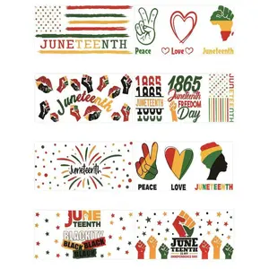 8Sheet Juneteenth UV DTF Cup Wrap,UV DTF Cup Wraps for 16 Oz,Black History Month Rub on Transfers,1865 Juneteenth Freedom Day Vibrant Designs Waterproof Stickers Cup Wraps for Glass Cups Decals Sticker Packs