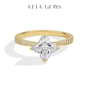 ATTAGEMS 7*7mm 2CT Four Leaf Clover Cut D Color vvs1 Lab-Created Moissanite Ring for Women 925 Sterling Silver Ring Engagement Anniversary Fine Jewelry Lucky Gift SpringStatements R388, Engagement Rings, 7X7mm