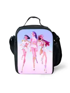 Demon Hunter Girl Group Cartoon Printed Single-Sided Shoulder Strap Insulated Lunch Bag