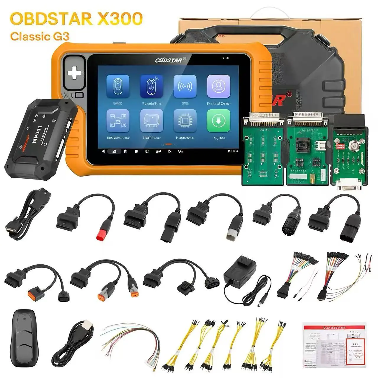 OBDSTAR X300 Classic G3 Key Programmer Full Version with CAN FD & DOIP Support for Car HD E-Car MOTO Marine Jet Ski — Comes with Key Sim and Motor Adapters