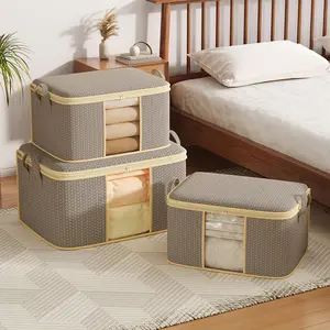 Foldable Storage Bag, 1 Count Portable Zipper Clothes Storage Box with Handle, Durable Storage Organizer for Home Bedroom Living Room