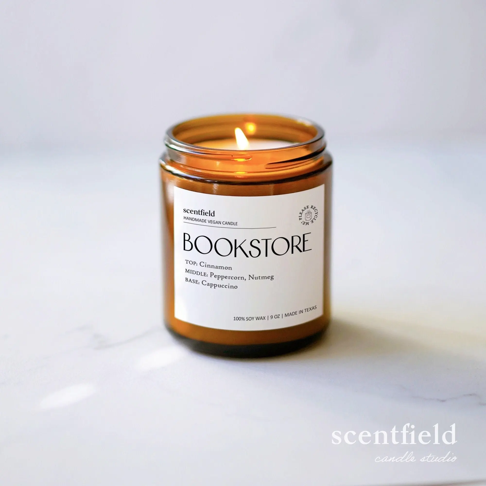 Bookstore Candle Gift for Women, Men, BFF Bookworm Sister Birthday Present, Cinnamon Chai + Cappuccino Scented Candle