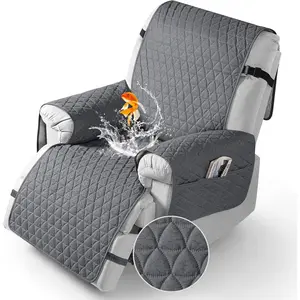 100% Waterproof Recliner Cover - Recliner Cover with Non-Slip Granule, Recliner Chair Covers with Elastic Band, Recliner Chair Covers for Reclining Chair(Dark Grey, Small-22'')