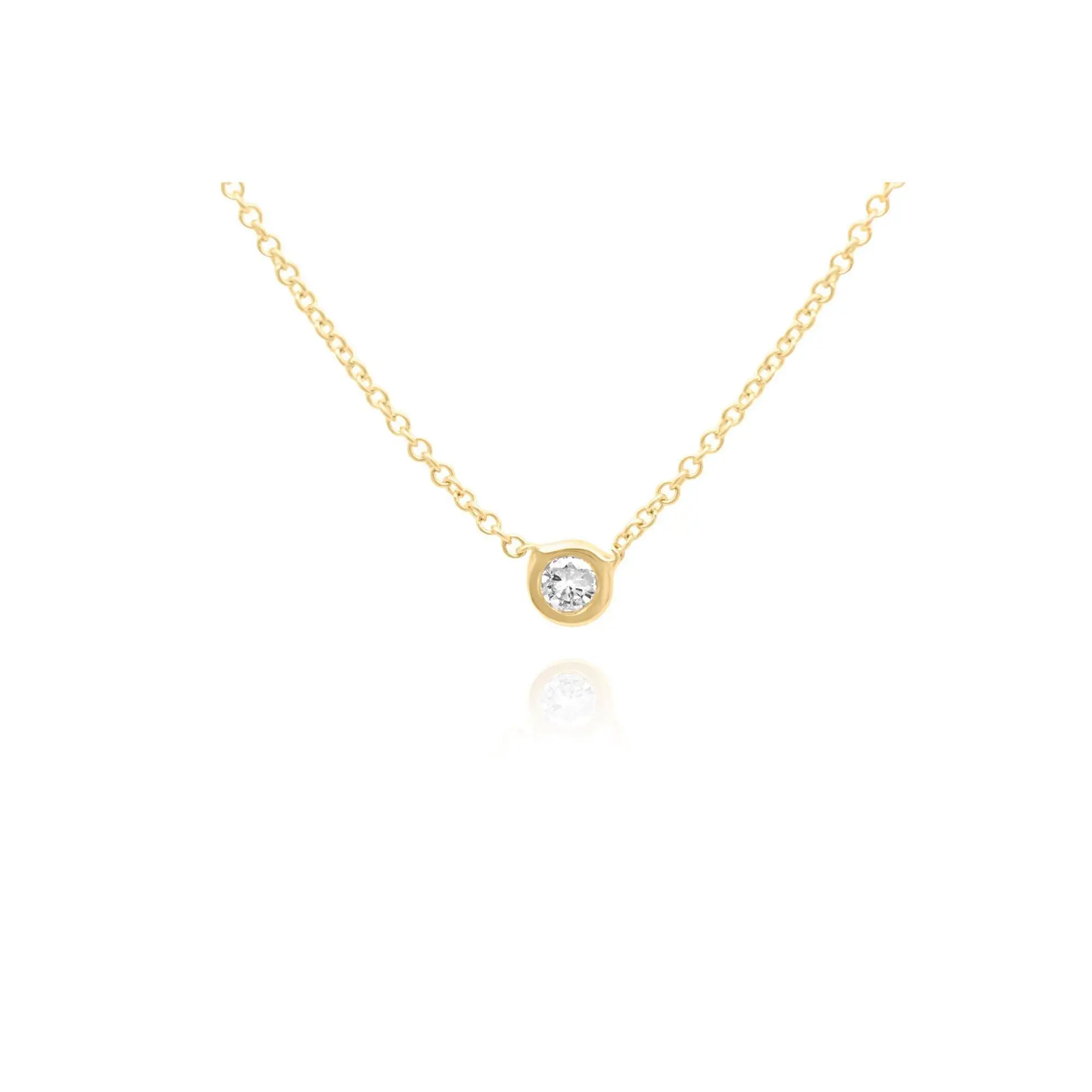 14k Gold Bezel Set Diamond Necklace .05ct.